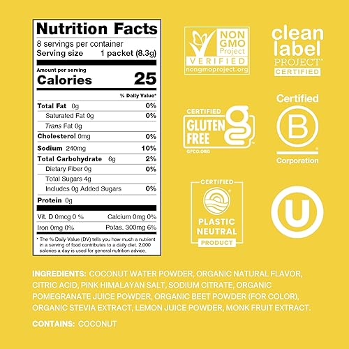 Miniatura 2 de Mezcla de electrolitos hidratantes para curar  Polvo de electrolitos para aliviar la deshidratación  Fabricado con agua de coco, sin azúcar añadido,