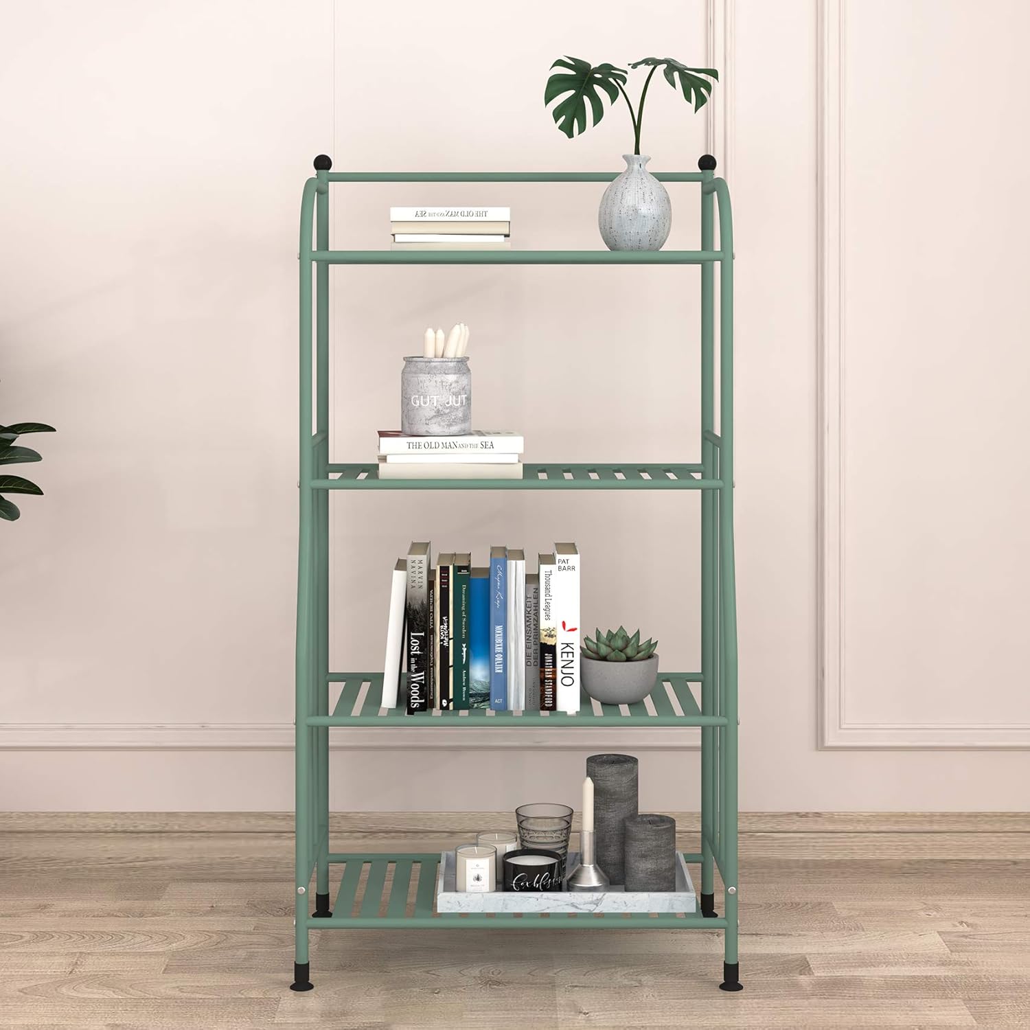 🛒 Crаzу Dеаlѕ TZAMLI 4 Tier Metal Shelf Tower, Free Standing Shelving Unit Heavy Duty Shelves Rack Storage Organizer Bookshelf Plant Flower Stand (Green, 4 Tier) Tесh Dеаlѕ 🔥 TZAMLI 4 Tier Metal Shelf Tower, Free Standing Shelving Unit Heavy Duty Shelves Rack Storage Organizer Bookshelf Plant Flower Stand (Green, 4 Tier)