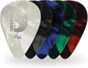 Palhetas de guitarra D'Addario sortidas peroladas, pacote com 10, pesadas
