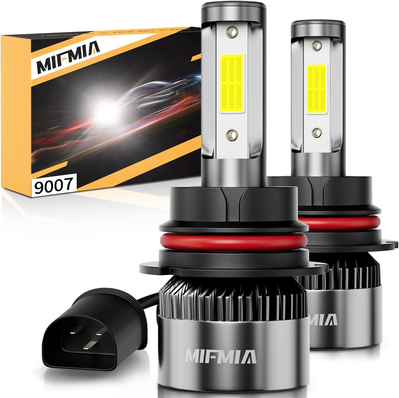 9007 LED Bulbs, 25000LM 700% Brighter 6500K Cool White Backup LED Exterior Fog Lights, 9007 HB5 Bulbs Plug-N-Play IP68 Waterproof, Pack of 2