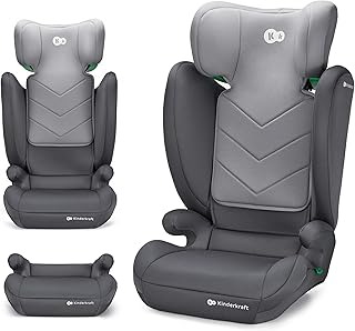 Kinderkraft I-SPARK i-Size Siège auto bébé Groupe 2/3 100-150 cm, de 3,5 à 12 ans, 15 à 36 kg, léger (4,5 kg), ceinture de sécurité à 3 points, Protection latérale, Gris