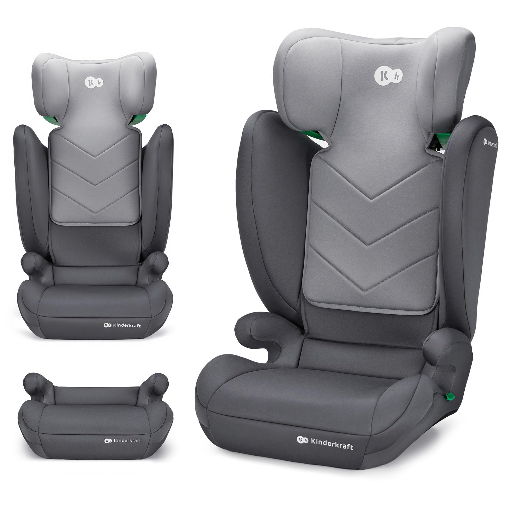 Kinderkraft I-​SPARK i-​Size Siège auto bébé Groupe 2/​3 100-​150 cm, de 3,​5 à 12 ans, 15 à 36 kg, léger (4,​85 kg), ceinture de sécurité à 3 points, Protection latérale, Gris
