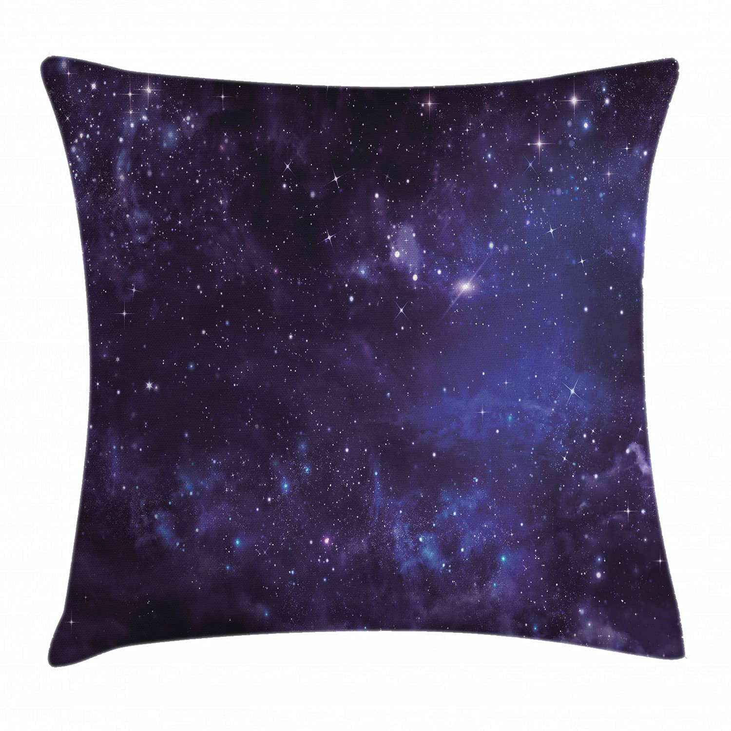 Ambesonne Galaxy Throw Pillow Cushion Cover, Celestial Stars in Night Sky Stardust in Clouds Fantasy World of Space, Decorative Square Accent Pillow Case, 20
