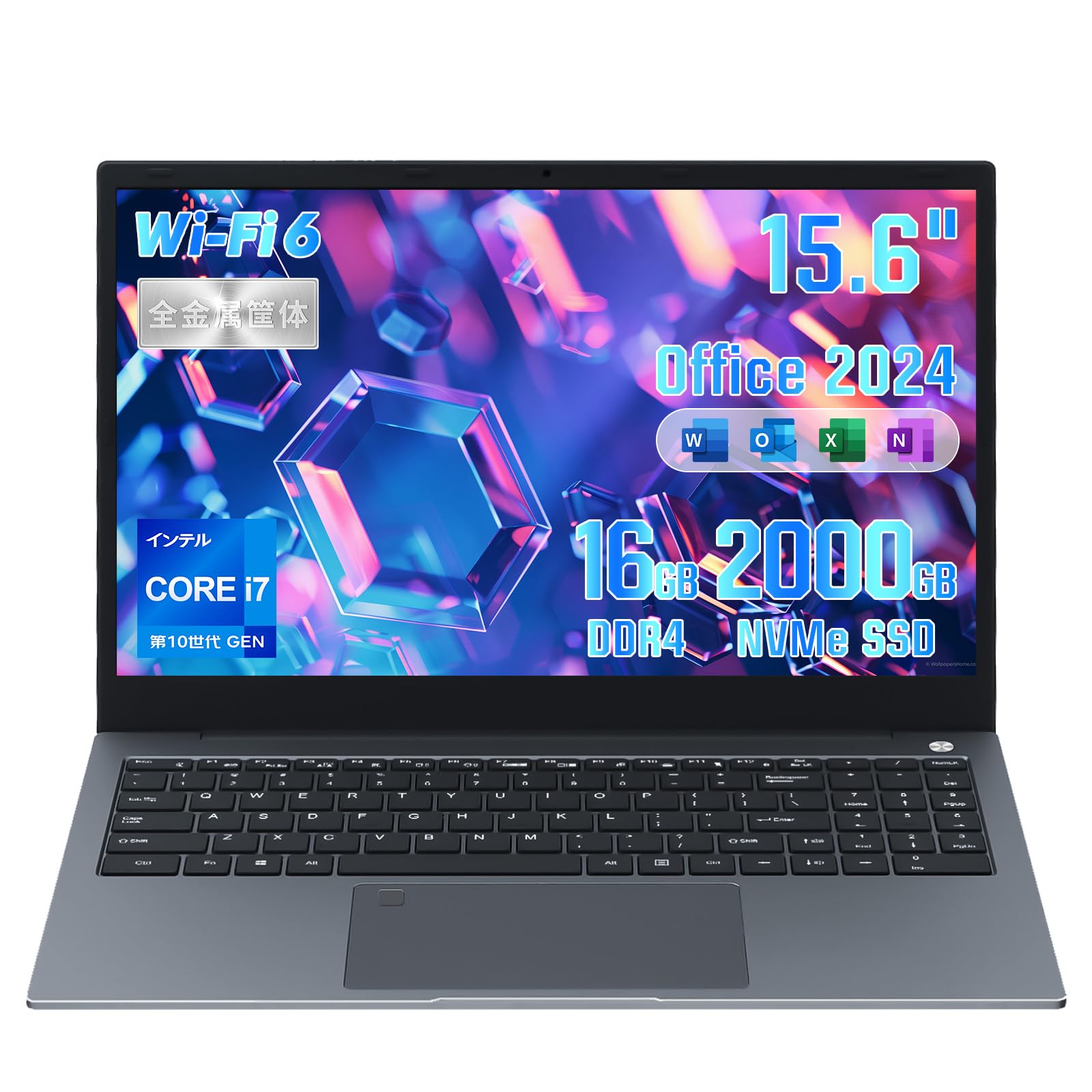 2026 Laptop Office 2024 with Windows11 Core i7-10750H 15.6 Inch Laptop/6 Core 12 Threads Gaming PC/1920*1080p/Fingerprint Authentication & Backlight/Numeric Keys/Video Editing Notebook/Type-c/USB3.0