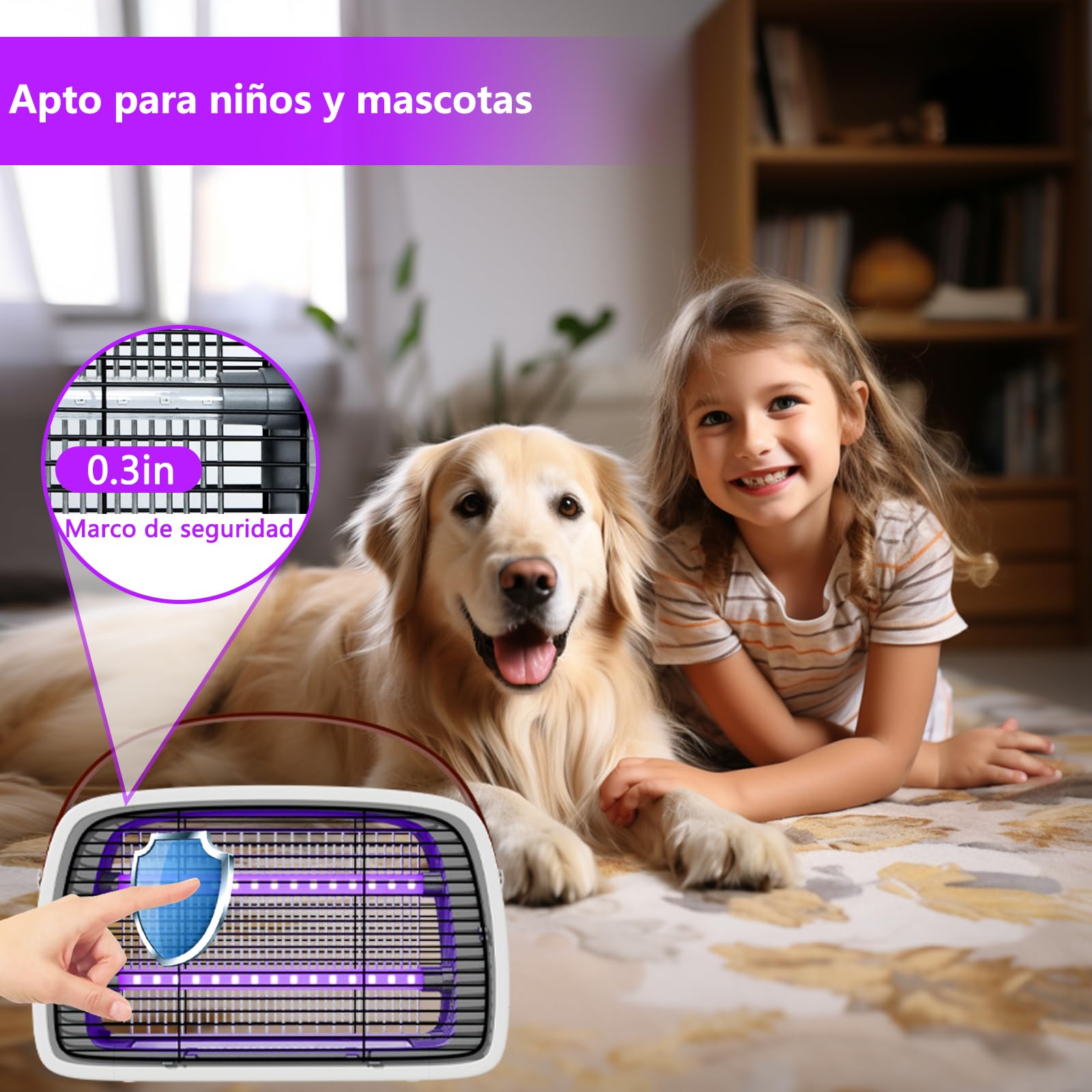 lampara antimosquitos con 2 * 6W UVA-Leds‌, Mata Mosquitos Electrico 3800V, Atrapa Mosquitos, Moscas, Polillas, Zancudos y más, ‌No tóxico e Inodoro