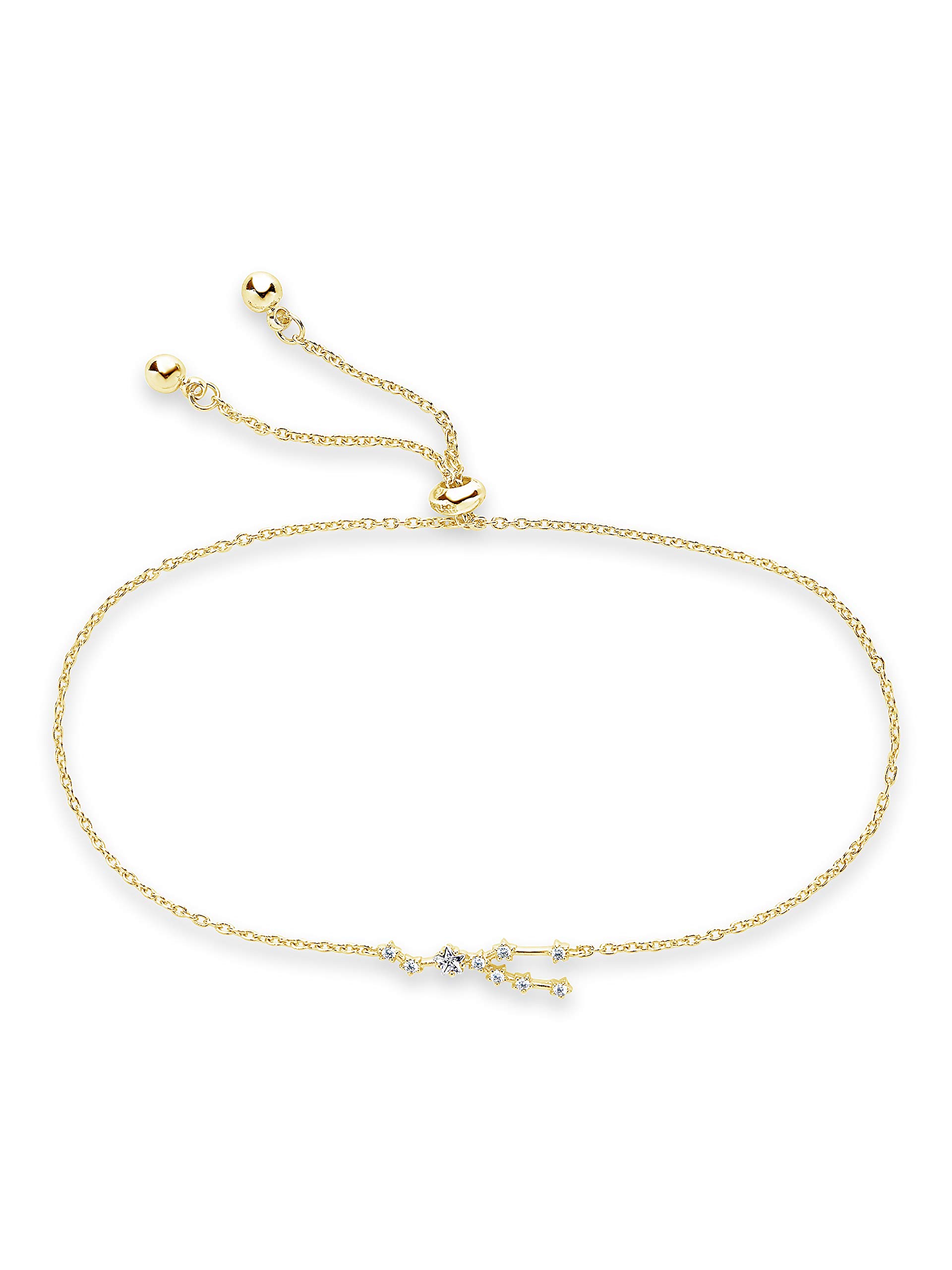 Sterling Forever - Constellation Bracelet - 14K Gold Plated &amp; Rhodium Plated Brass - Cubic Zirconia - Sliding Bolo Fashion Statement Bracelet - Adjustable Cotton Cord Up to 8” - One Size Fits Most