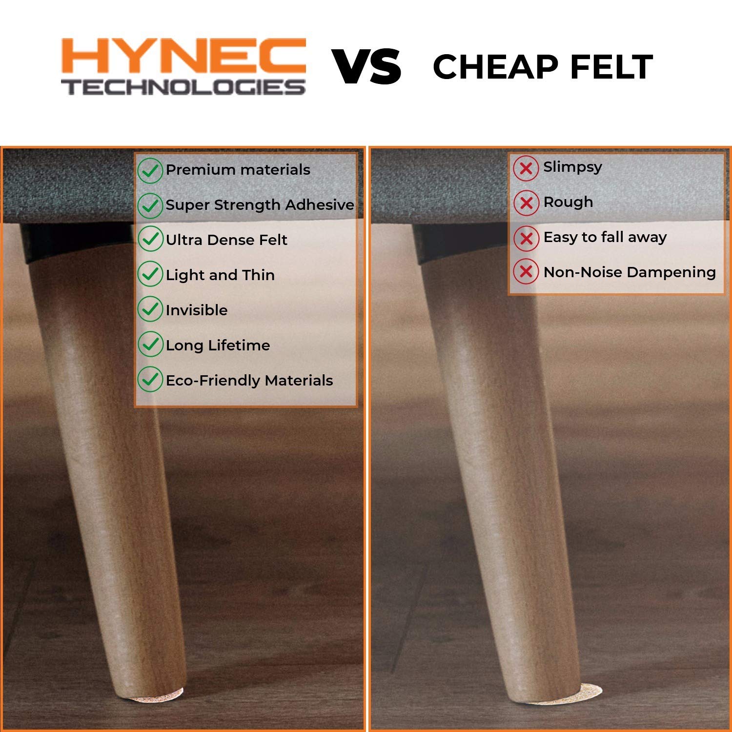 Hynec Premium Furniture Pads, Sticky Felt Pads for furniture feet Set