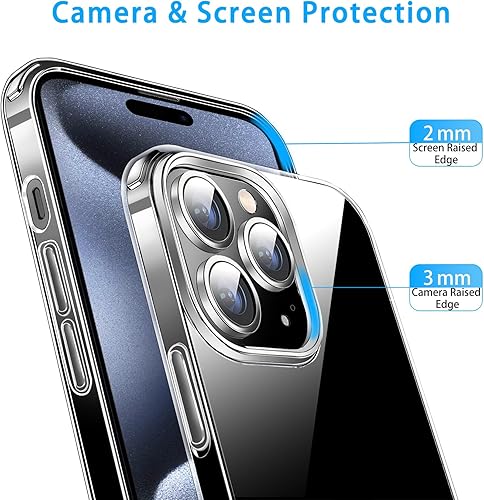 Vista 32 de JJGoo Funda transparente compatible con iPhone 15 Pro, funda de teléfono de TPU suave y transparente, a prueba de golpes, funda delgada para Negro