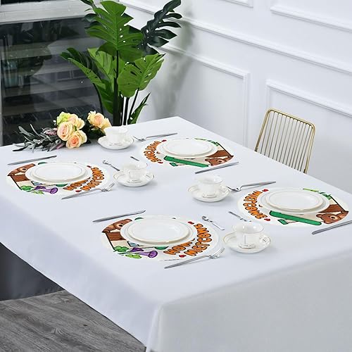 Miniatura 7 de Welcome Home Cartoon Bear House Round Table placemat Washable placemats for Dining Table Set of 4 15x15 in individuales para mesa de comedor Redondo