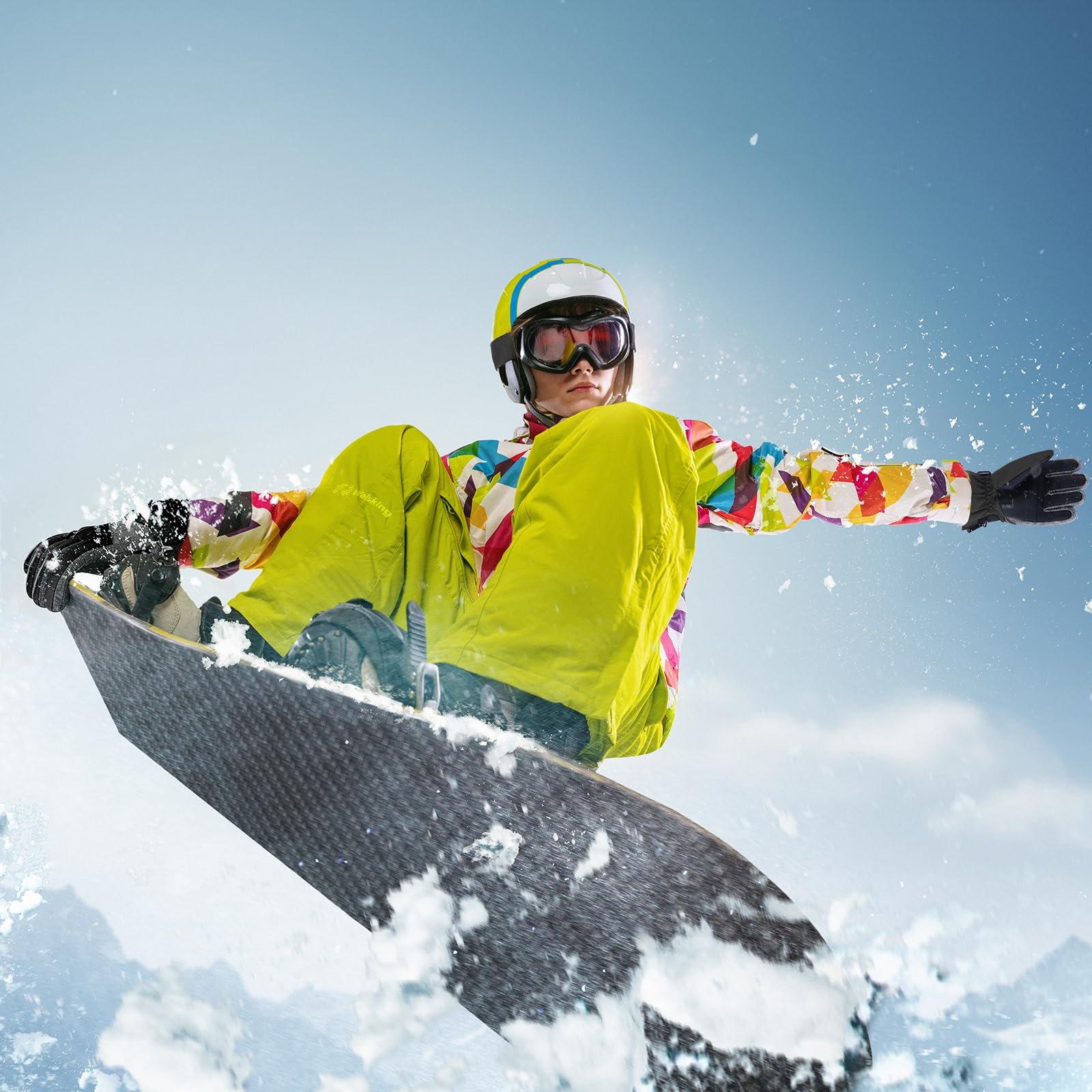 Guantes de invierno para nieve y esquí de 3M Thinsulate impermeables para clima frío y jóvenes para esquí, snowboard, para niños y niñas - negro - M/9-12 años