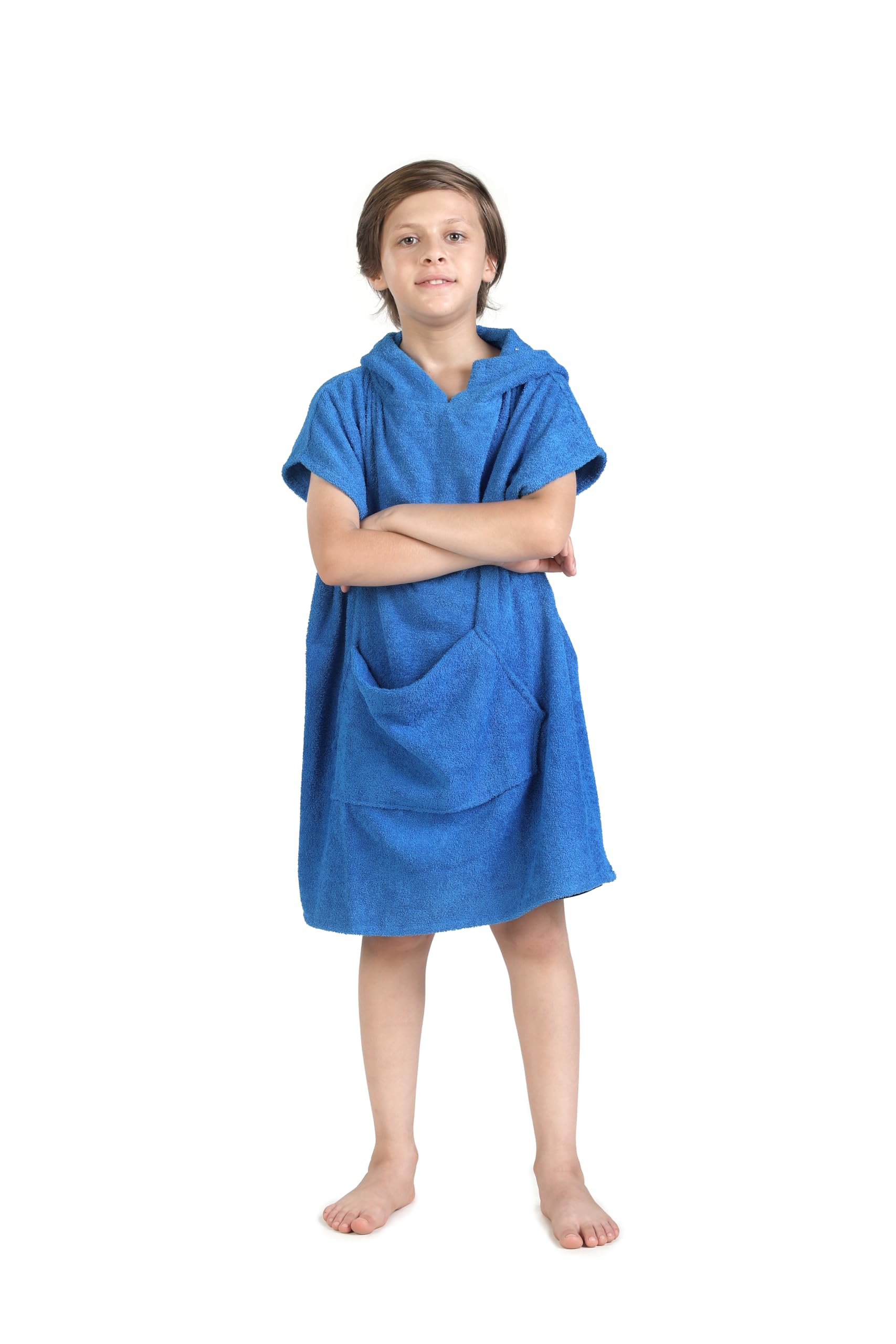 ALLEN & MATE 100% Cotton Kids Changing Robe Surf Poncho, Soft Absorbent Hooded Pool Beach Swim Towel Poncho for Boys & Girls