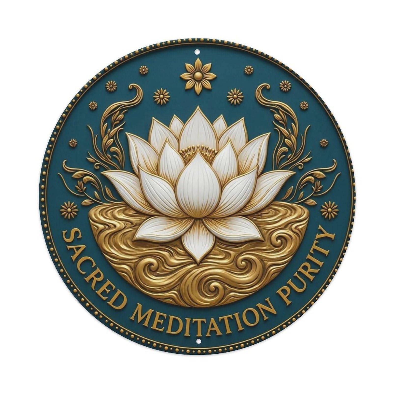 Vintage Sacred Meditation Purity Flower Zen Yoga Vintage Metal Tin Sign Plaque Wall Decor for Cafe, Club Bar, Office, Garden Metal Poster 8x8Inch