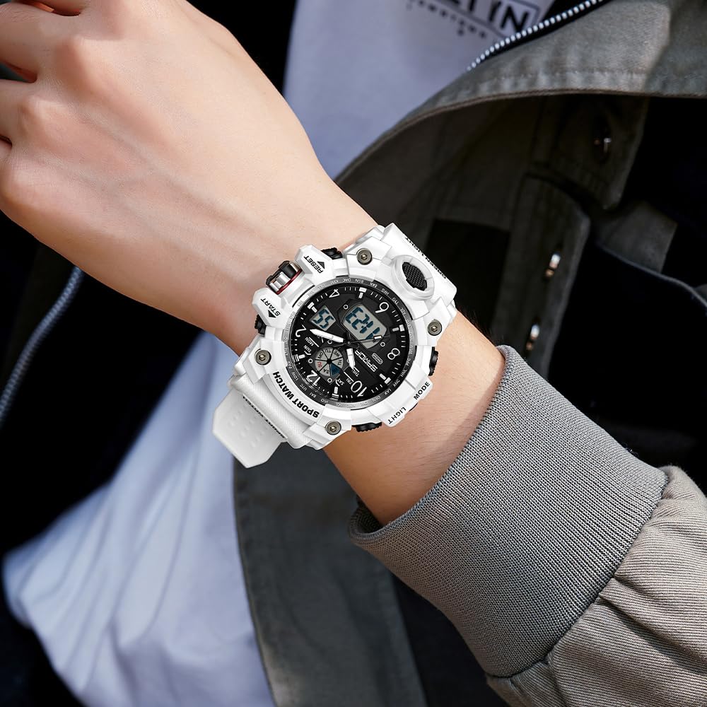 AIMES Men's Watches Sports Outdoor Waterproof Military Watch Date Multi Function Tactics LED Face Alarm Stopwatch for Men