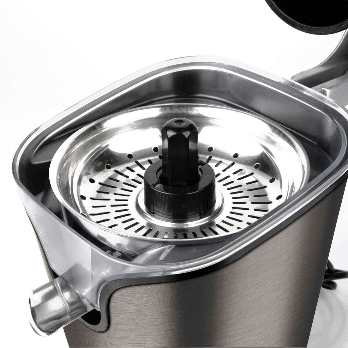 BLACK+DECKER BXCJ100E - Spremiagrumi professionale a leva, leva in alluminio, 100W, 2 coni, corpo in acciaio inossidabile anti-impronta, sistema anti-goccia, piedini antiscivolo