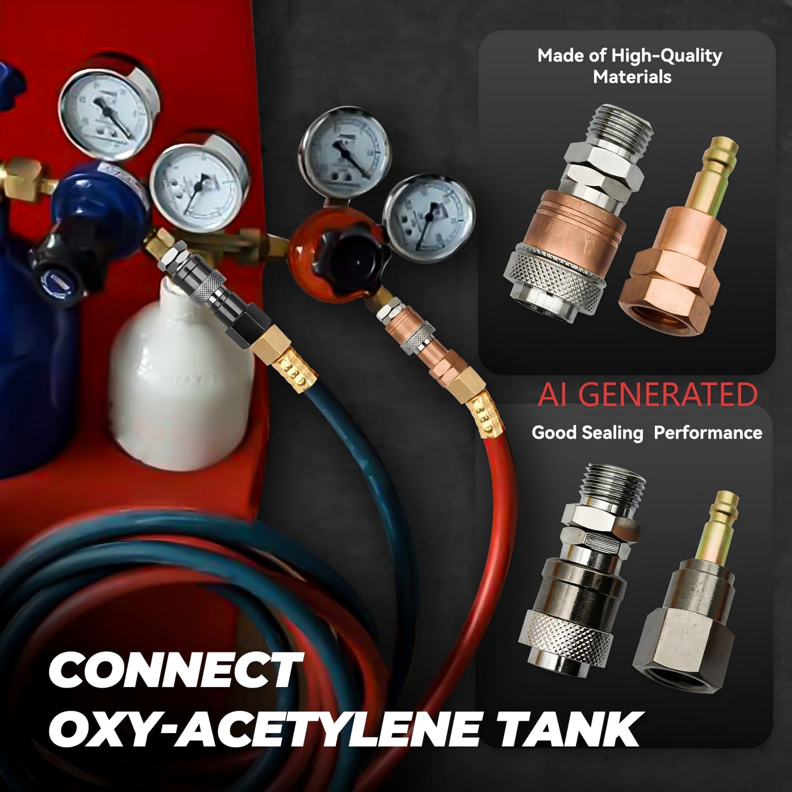 Accesorios de conexión rápida de antorcha de corte mejorados, desconexión rápida de acetileno de oxígeno utilizado para manguera a antorcha, apto para UNF B de 9/40.6 cm-18, hace que la