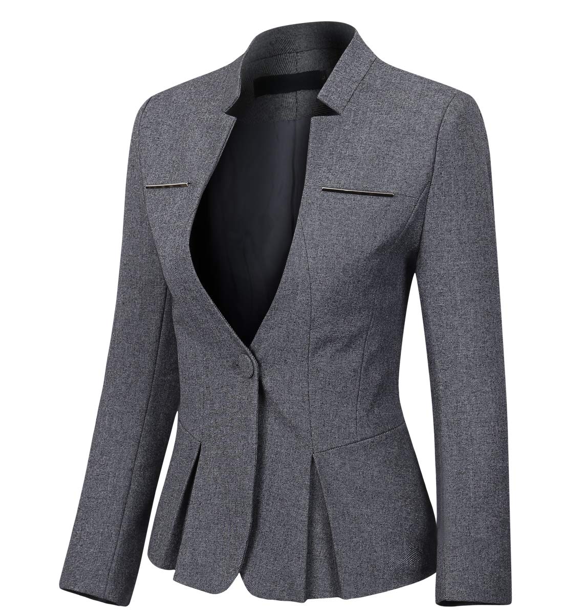 YYNUDA - Blazer da donna, slim fit, con bottone automatico, giacca corta, per ufficio
