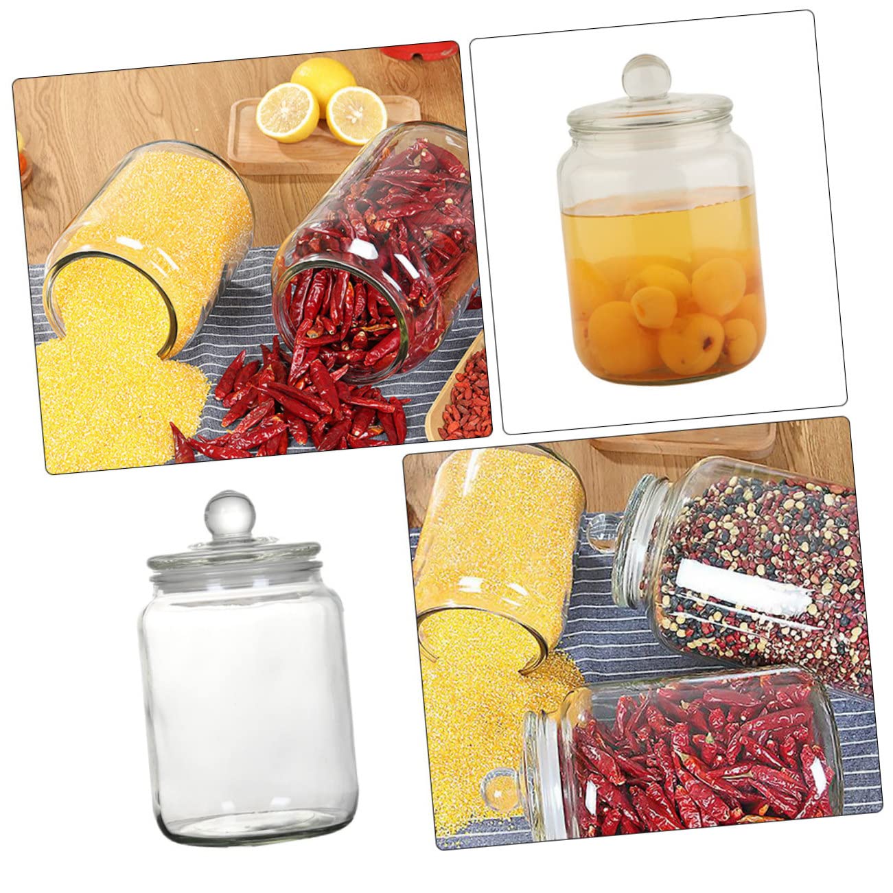 Tarro de Té Hermético de Vidrio 2l Silicona para Cocina | Transparente, Cierre de Sellado, Fácil de Limpiar, Recipiente de Almacenamiento para Alimentos y Café