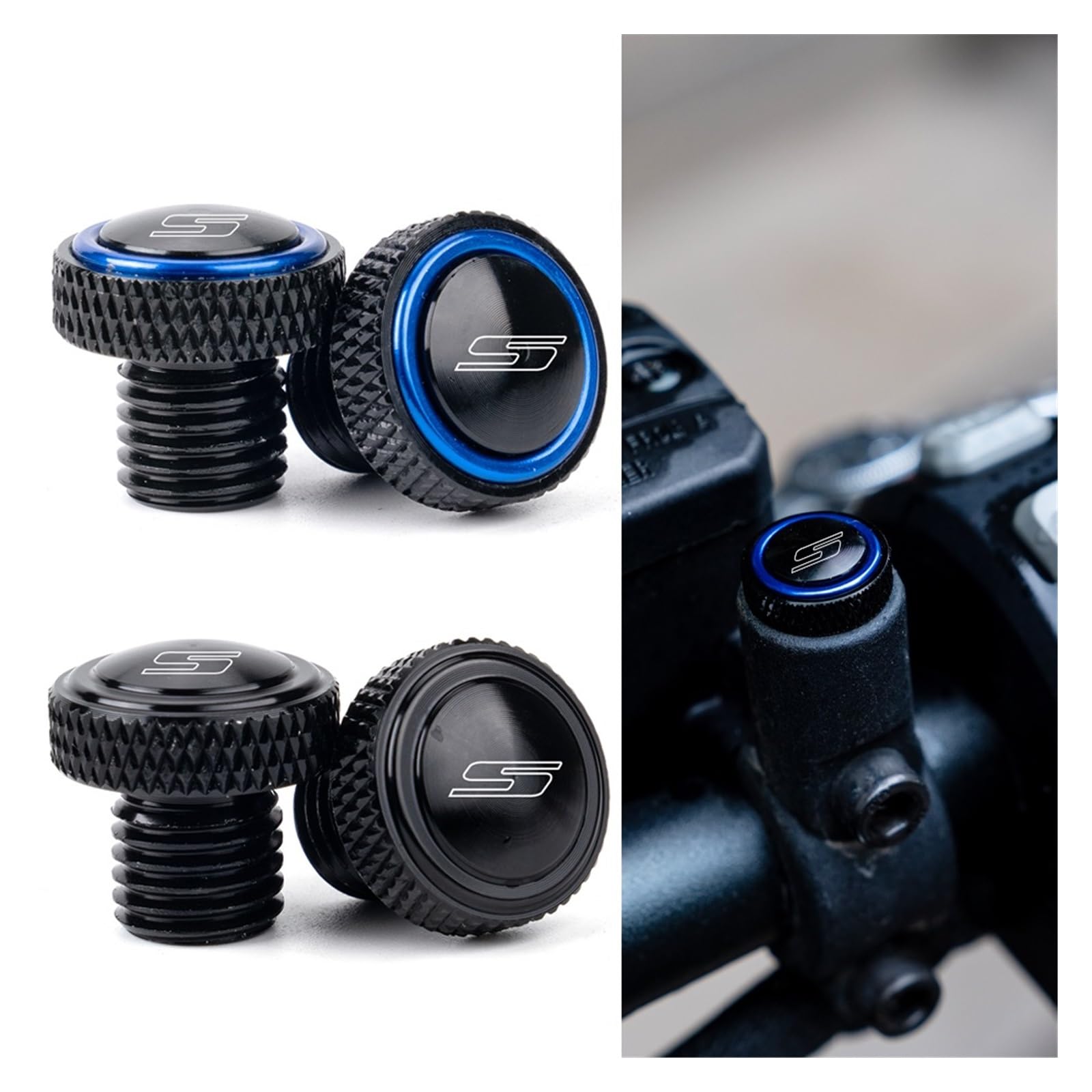 Compatibile con GSXS 750 GSX-S 750 GSX S750 GSXS 1000 GSXS125 150 950 CNC Moto Specchietto retrovisore Foro Tappo Vite Bulloni Tappi di copertura(Blue)