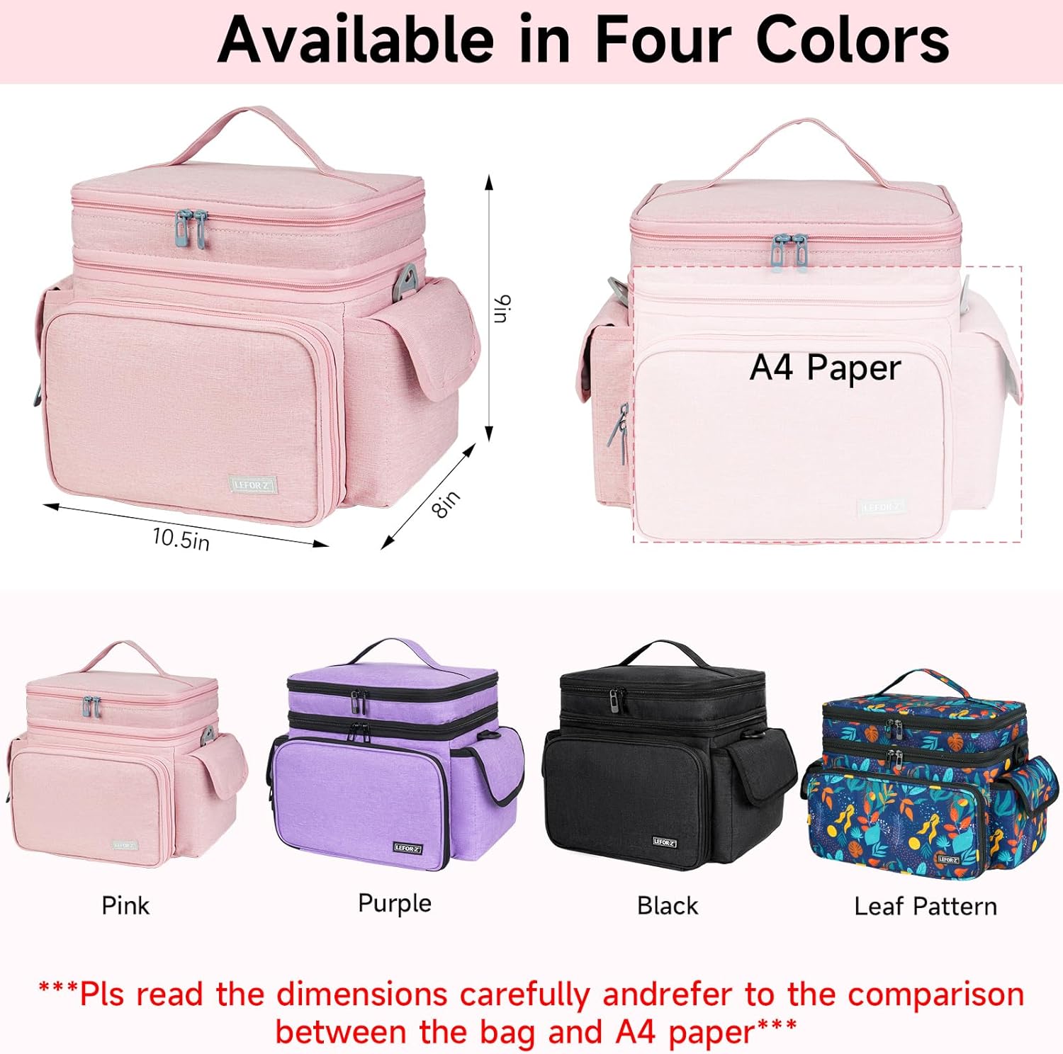 LEFOR·Z Sewing Supplies Organizer(10.5 x 8 x 9inch),Double-Layer Sewing Accessories Storage Bag,Protable Travel Sewing Box Sewing Basket for Sewing Tools,Pink(Bag Only)