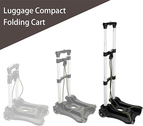 Miniatura 2 de Carrito de mano plegable resistente de 80 libras, carrito de equipaje de mano asistido para uso personal, mudanza, viajes y compras