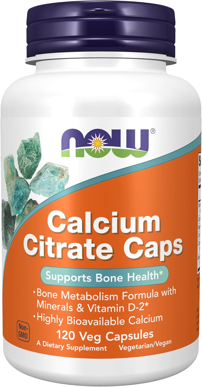 NOW Foods Supplements, Calcium Citrate with Vitamin D, Magnesium, Zinc, Copper, and Manganese, 120 Veg Capsules