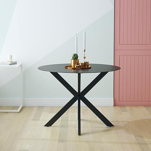 Miniatura 3 de CosmoLiving by Cosmopolitan - Mesa de comedor con tapa de vidrio Circi Collection, colores negro y carbón