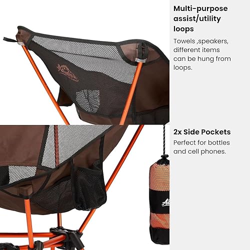 Miniatura 6 de Silla de camping portátil con 3 toallas  Compacta, plegable y resistente  Silla de mochilero ligera para camping, senderismo, playa, portones