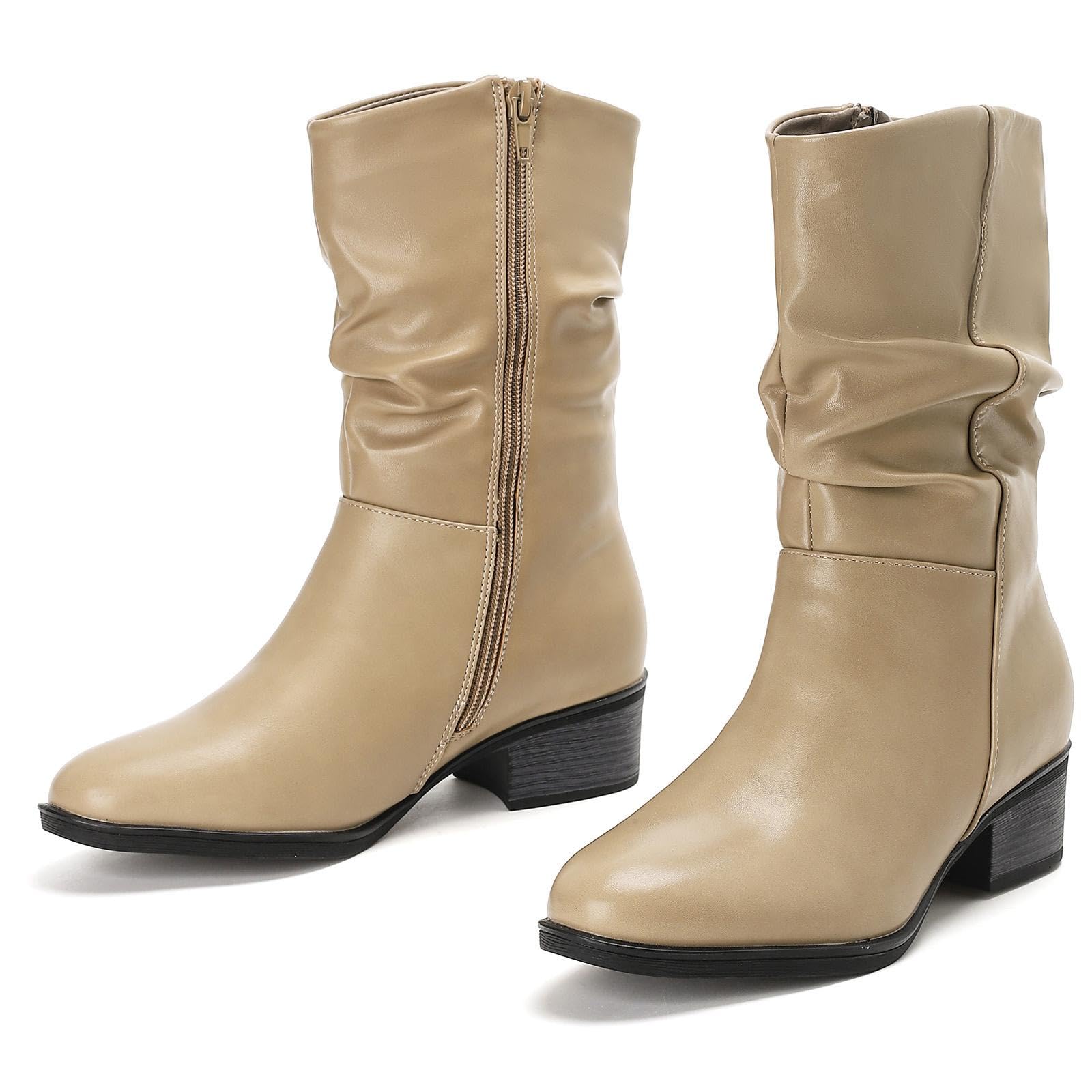 Putu Damen Stiefel Schlupfstiefel Klassische Kurzschaft Stiefeletten Boots Frauen Mode Kurzschaft Schuhe für Arbeit Freizeit 36-42