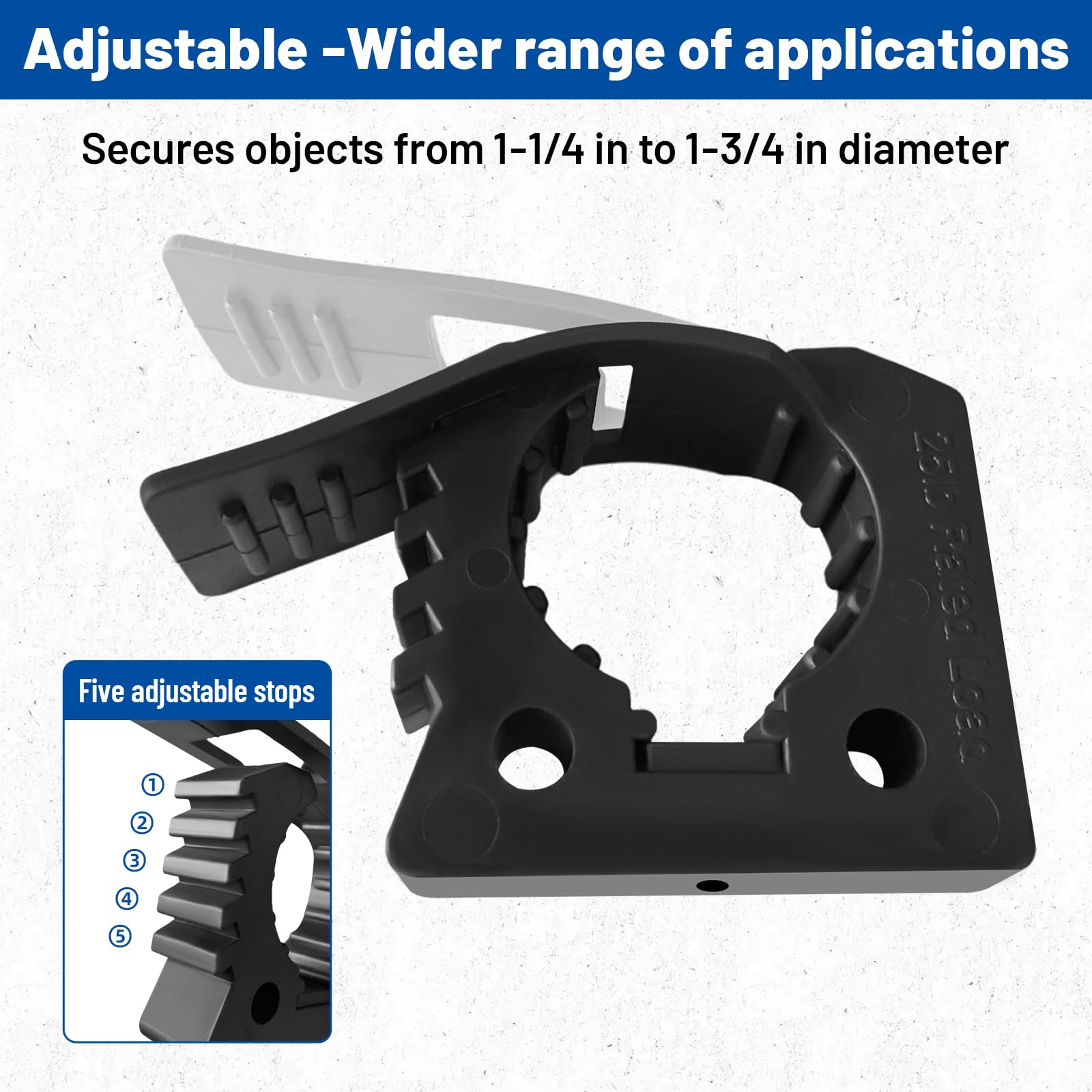 ROBLOCK 4 soportes de montaje de abrazadera de goma de liberación rápida, compatibles con asas de herramientas de 1.25 a 1.75 pulgadas de diámetro para el hogar, barco, garaje, ATV, RV y todoterreno