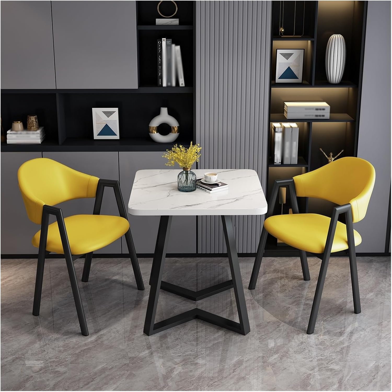 Kitchen Table And Chairs For 2,Square Dining Table And 2 Chairs Set,Leisure Reception Desk And Chair Combination,Small Office Conference Room Table Set,Modern Furniture,For Living Room,Restaurant,Cafe