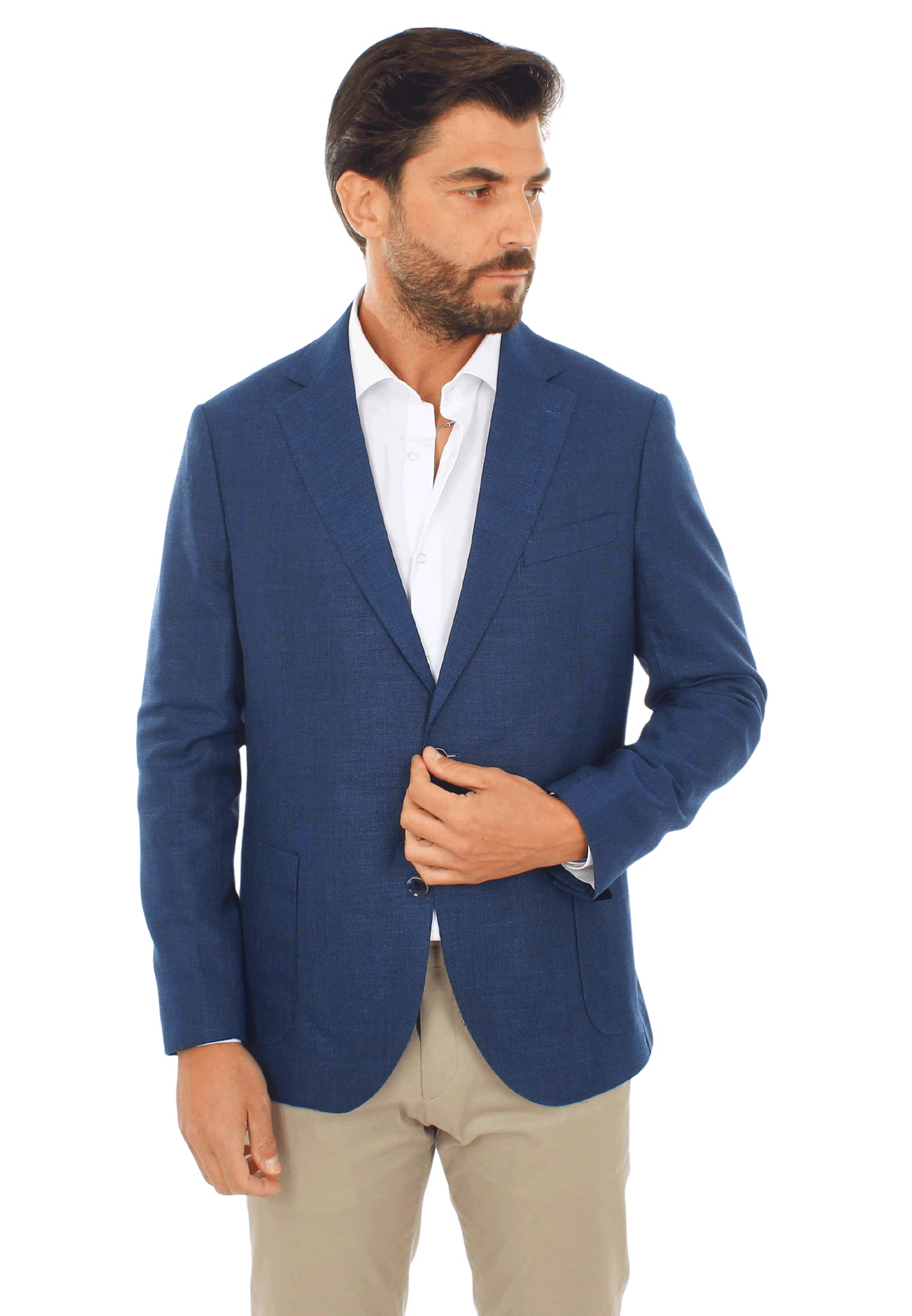 Ciabalù Giacca Uomo Elegante Estiva Blazer Slim Fit Blu Sfoderato