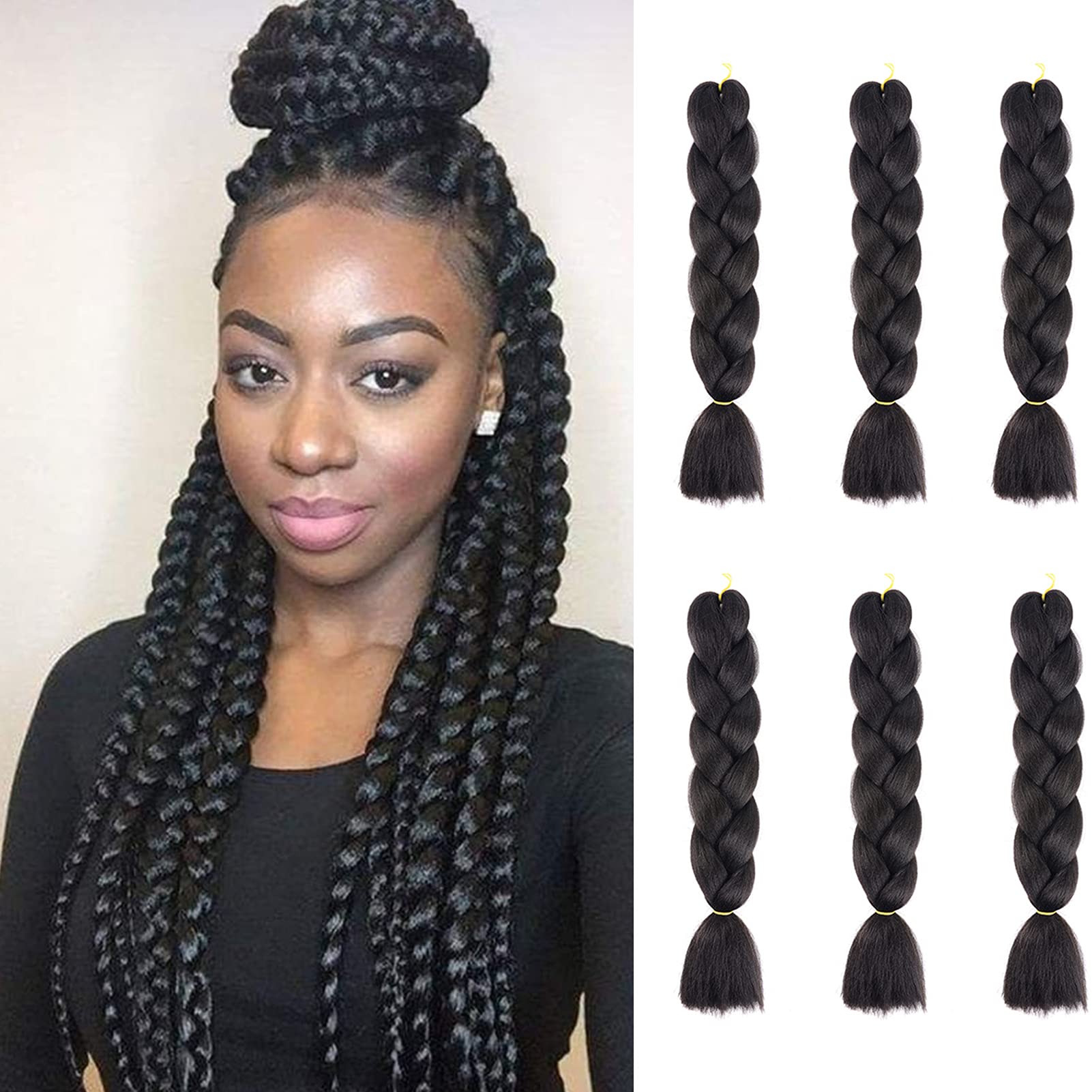 24inch Jumbo Braids Hair Extensions Ombre Braiding Hair Synthetic 3Pieces/lot Crochet Twist High Temperature African Box Braids, Sapphire Blue — view 21