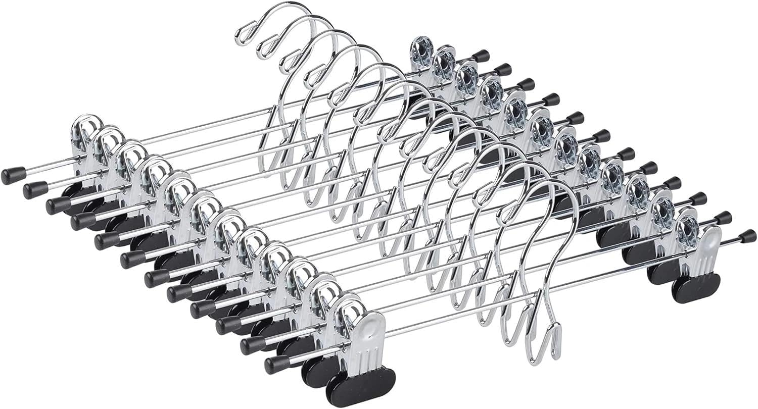 for 20 Pack Heavy Duty Metal Pants Skirt Hangers, Adjustable Clips, Stackable