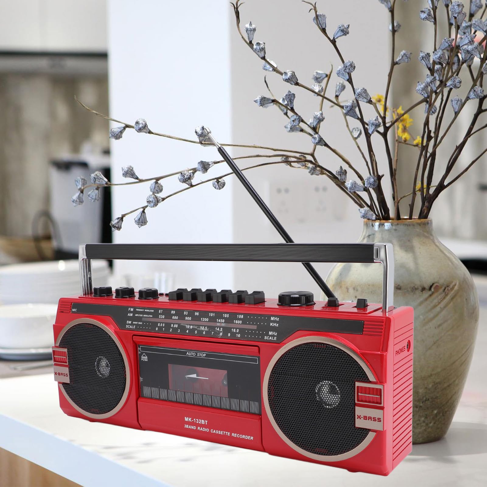 Registro de Reproductor de Cassette Retro, con Radio Am FM SW, Bluetooth, Reproducción/Grabación USB, Convierte Casetes en MP3, Reproductor de Cintas Portátiles, AC (Enchufe de