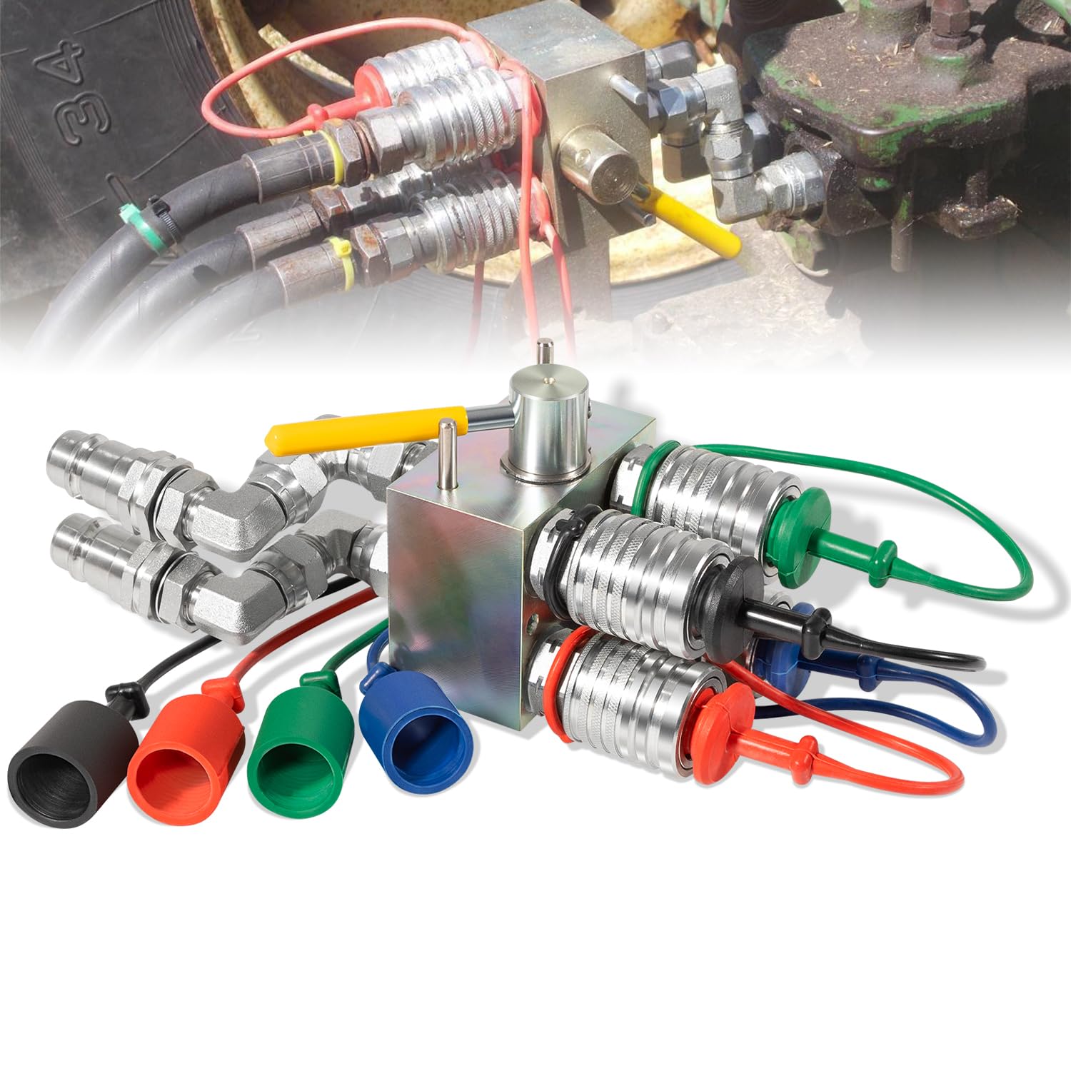 Multiplicador hidráulico manual HM1-08-CM2, válvula divisora/desviadora SCV con acopladores y accesorios Ag