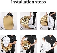 Vista 5 de Godox Reflector de luz plegable para fotografía de 90x120cm/35"x47", difusor multidisco oval 5 en 1 con bolsa de transporte - Oro, plateado, negro