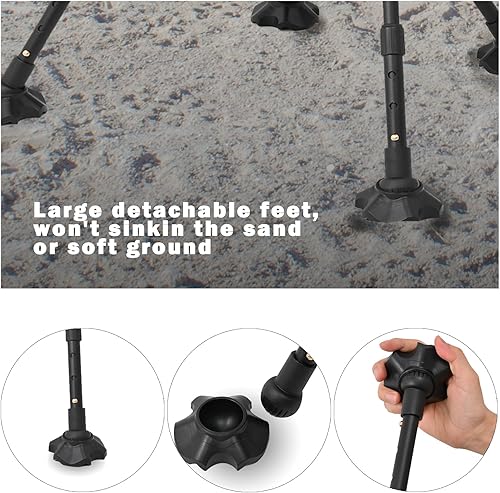 Miniatura 3 de Silla portátil para campamento, altura ajustable, silla de playa plegable, ligera, portátil, plegable, con bolsillos laterales para senderismo y