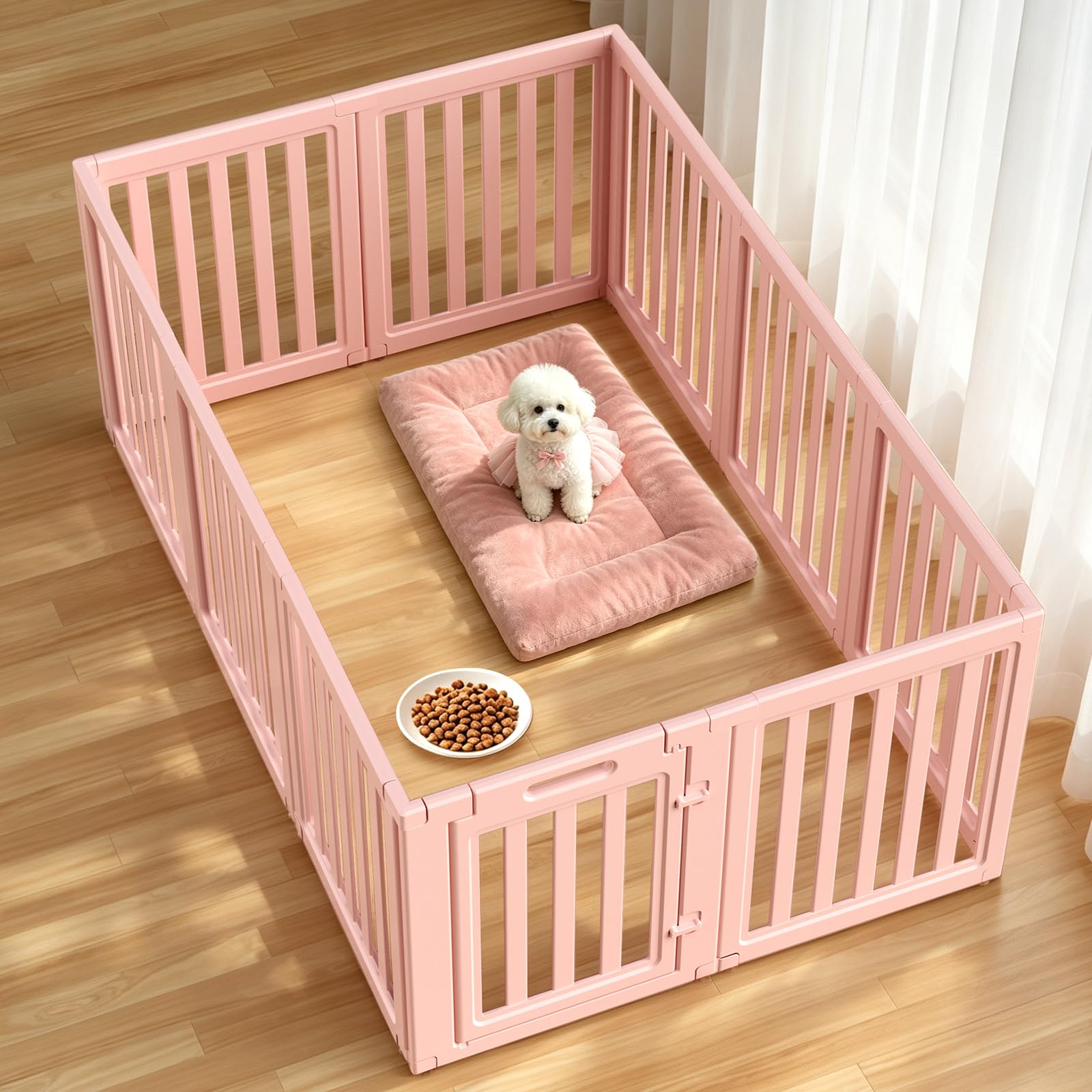 Dog Playpen Indoor,Puppy Playpen,Pink 23.6" H,10 Panels