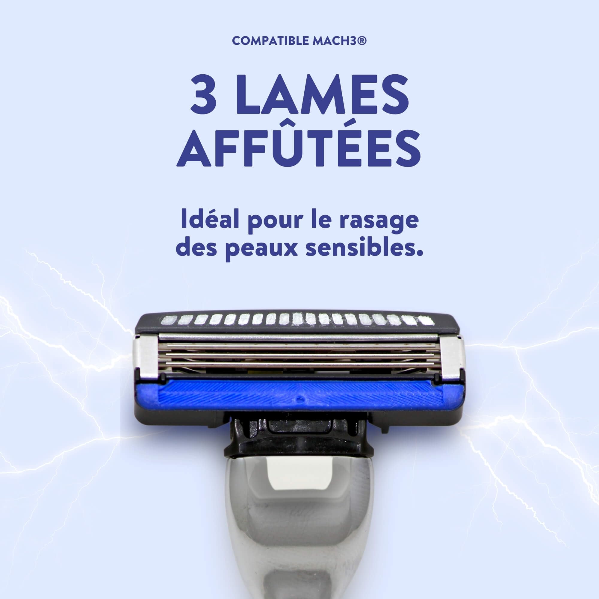Monsieur BARBIER Afeitadora 3 Cuchillas CHALLENGER + 20 Recambios | Mango acero inoxidable compatible MACH3. Cabezal giratorio 40°, banda lubricante. Pieles sensibles, 6 a 12 meses.