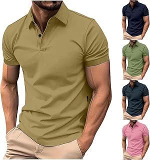 Fashion Golf Polo Shirts for Mens Summer Casual Short Sleeve Solid Color Tops Lightweight Basic Mesh Tennis T Shirt