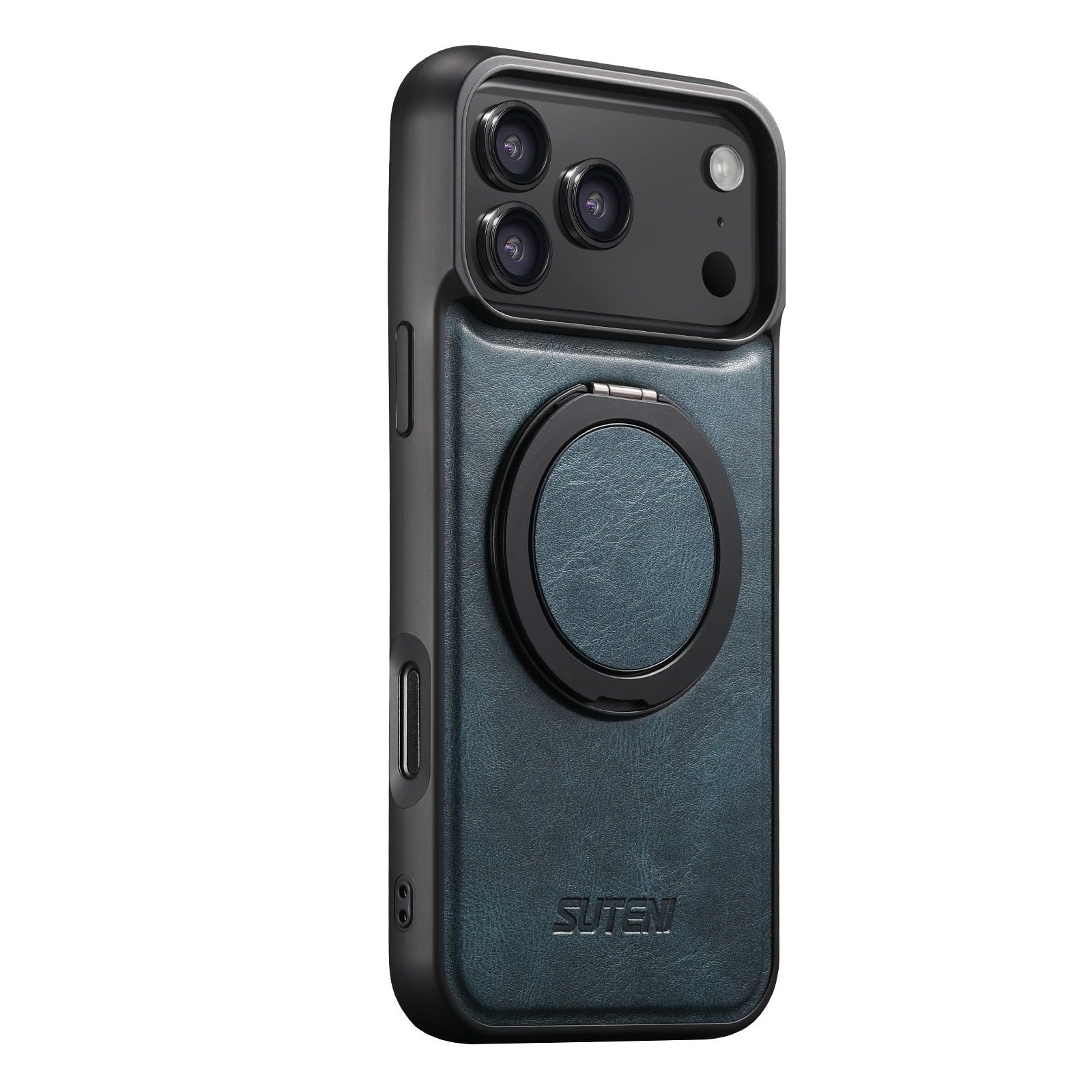 Coque iPhone 16 Pro Max rigide cuir bleu finis les risques de chutes - 5