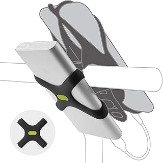 BONE Power Strap, Bicycle Power Bank Mount for Bike Tie Series, Scratch-Free Silicone Strap with Anti-Slip X-Shaped Design, Quick Setup Holder Compatible with Most Portable Chargers