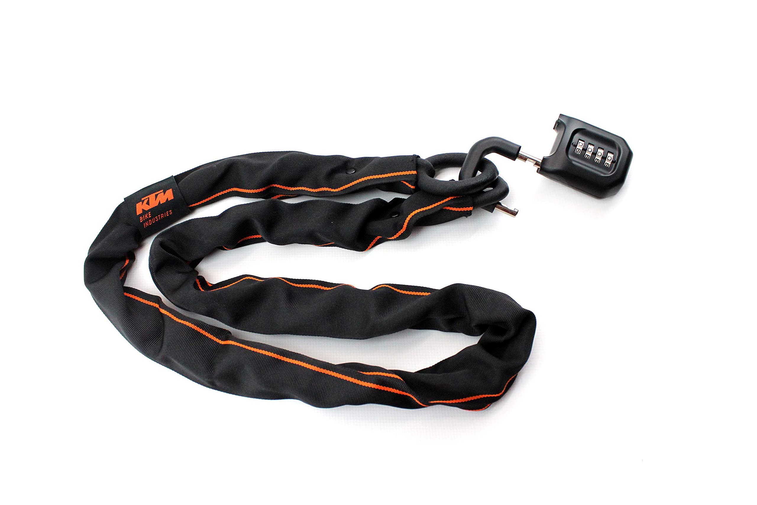 KTM Fahrradschloss Kettenschloss Zahlenschloss Pro U-Lock Chain schwarz/orange Code 1200 mm
