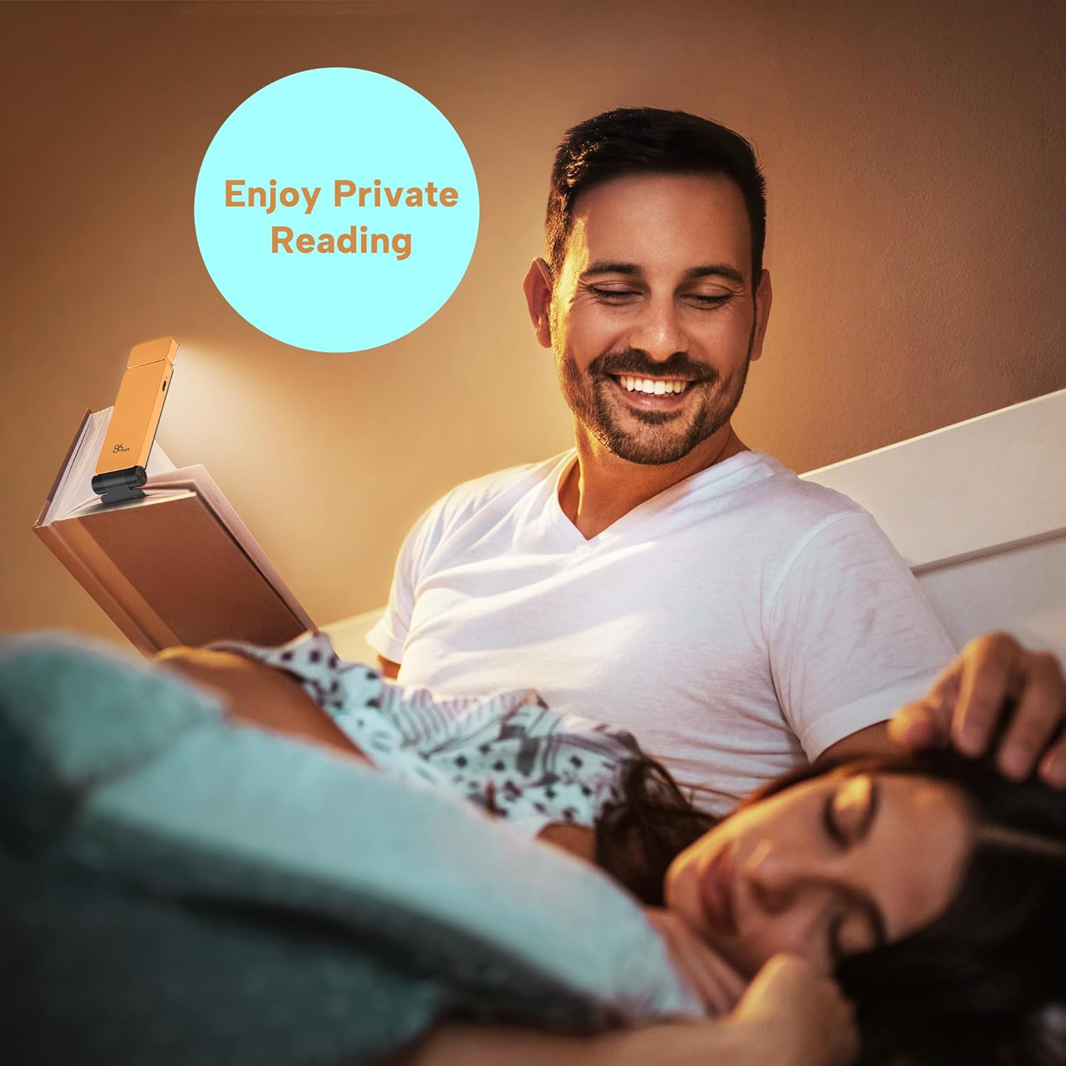 86lux Book Light, Rechargeable Reading Lights for Books in Bed, Ultralight Clip-on LED Bookmark Lamp with 3 Amber Colors & Stepless Dimming for Night Reading for Book Lovers, Kids, Papaya Orange - Image 6