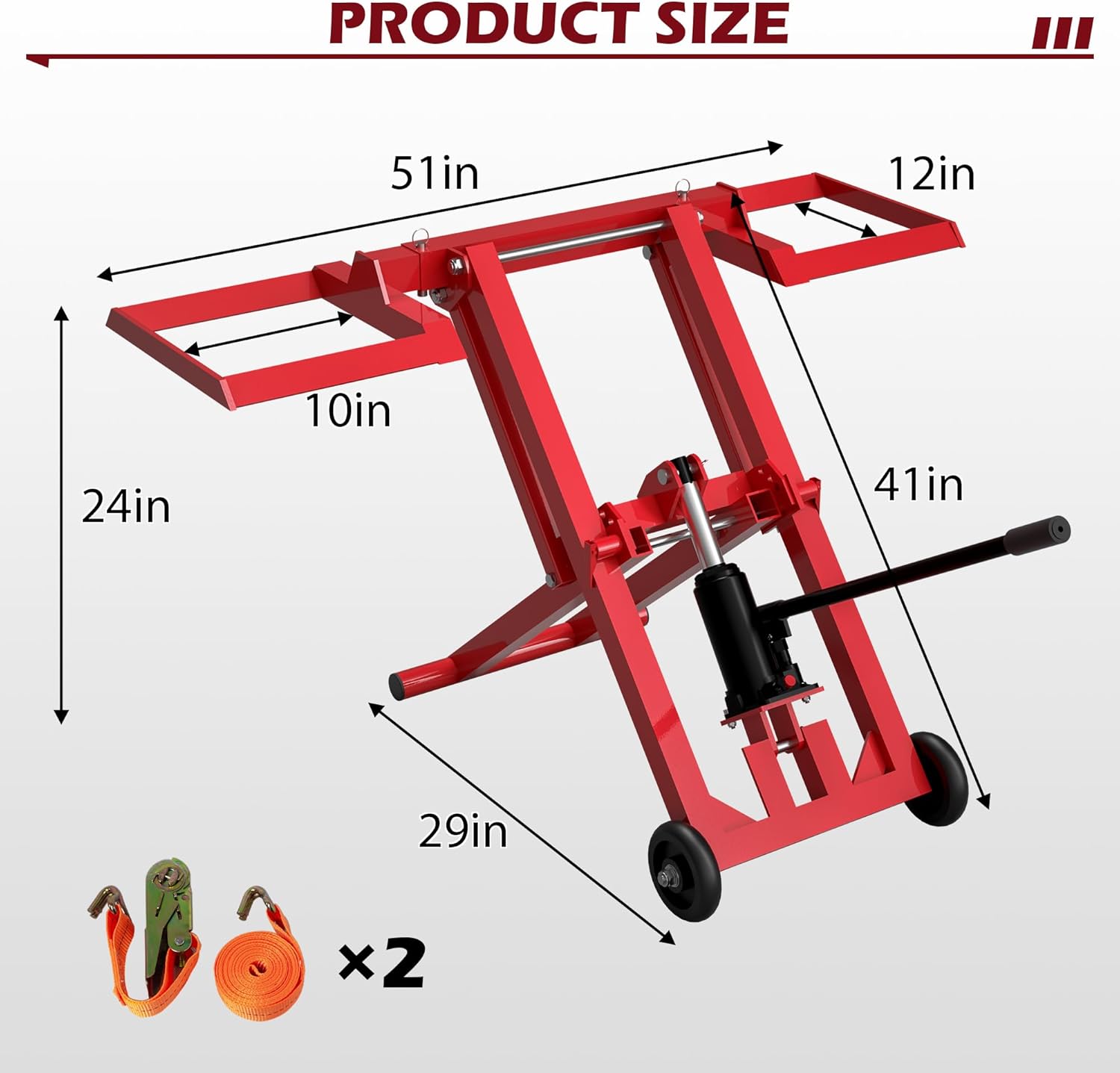 Lawn Mower Lift Jack,Sturdy Design, 500 lbs Capacity for Tractors and ATVs & GardenTractors Use for Mower Maintenance Or Repair,Red