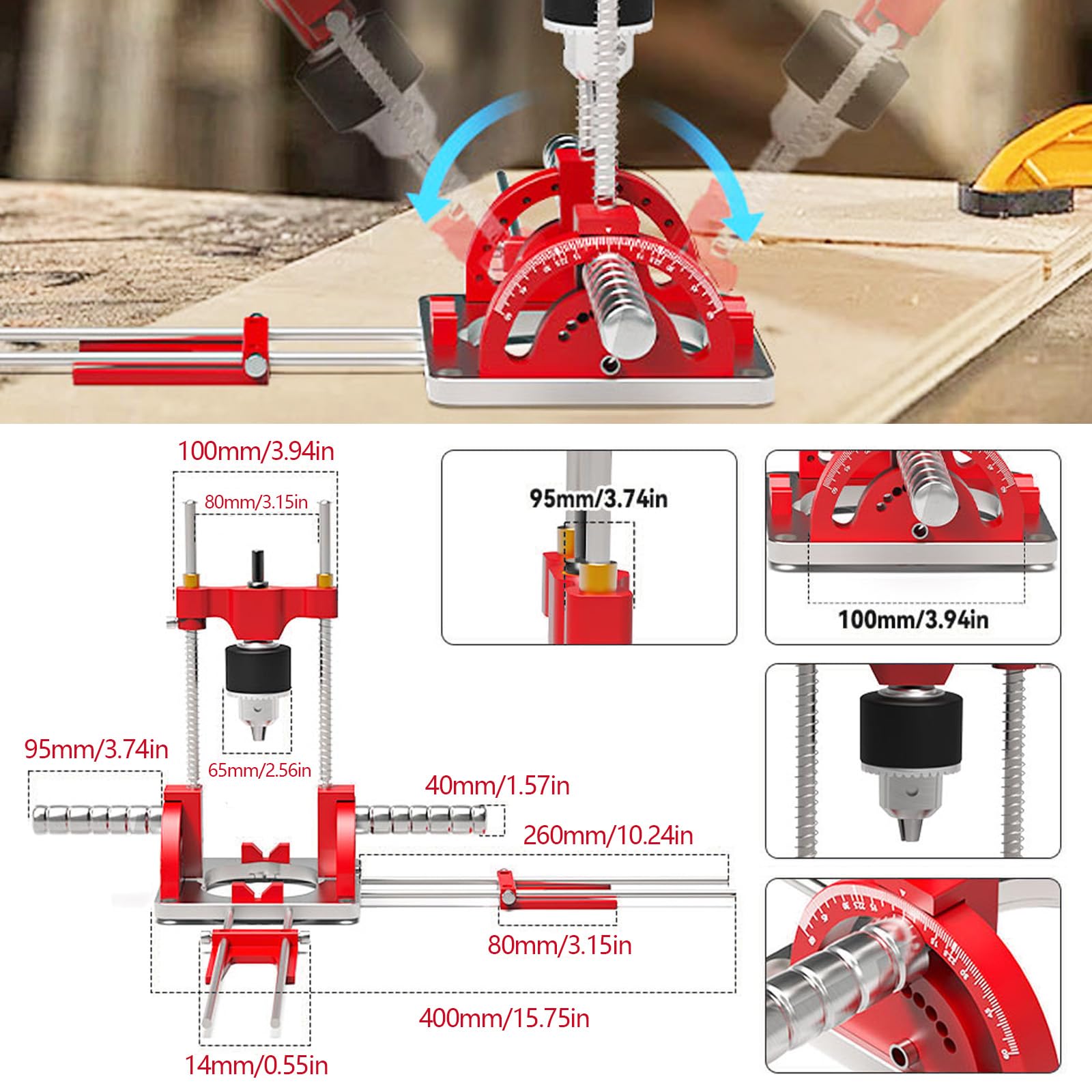 Posizionatore Per Trapano Regolabile, Guida Per Trapano Multi Angolo Guida Per Trapano Di Precisione Per Trapani Elettrici Da 1,5-13 Mm Guida Per Trapano Manuale Autocentrante