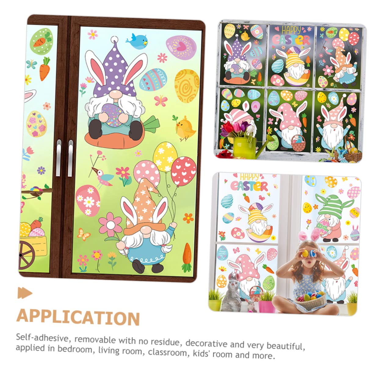 Alipis 5 Ensembles Autocollant Mural De Pâques Flocon De Neige Œuf Lapin De Dessin Animé Décor D'autocollants De Porte De Noël Fenêtre Film Nains Verre De Pâques Stickers Pvc