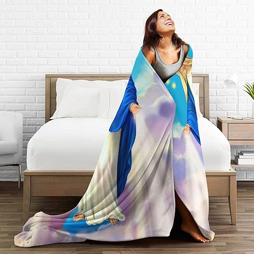 Miniatura 6 de Regalos religiosos cristianos para mujeres, regalos católicos con medalla de Nuestra Señora de los Milagrosos, manta de microforro polar ultrasuave