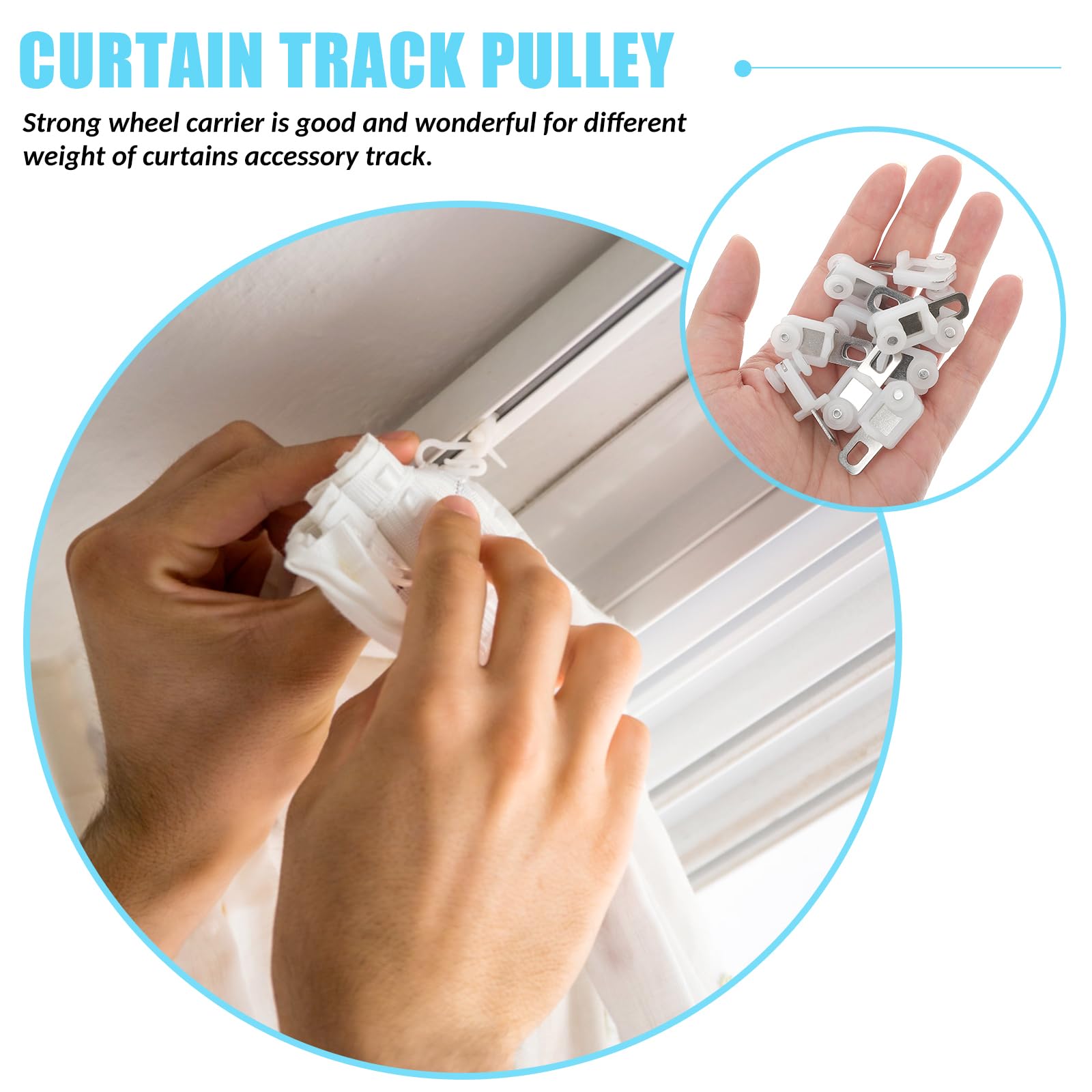 Angoily Ganci per Tende 50Pcs Pista della di Finestra A Tende Pista Carrier Scivolo Ruote Panneggio Binario di Scorrimento Aliante Ganci Hardware per La Casa