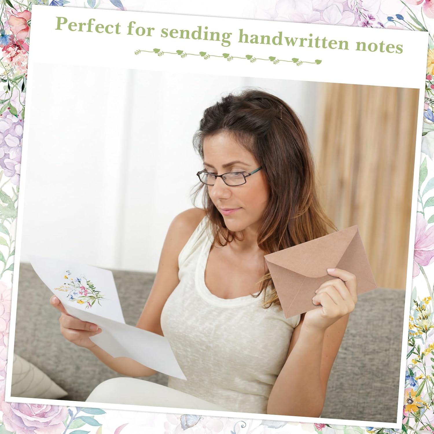 Maitys 200 Set Wildflower Blank Cards and Envelopes Bulk 4x6 Inch Blank Greeting Cards with Envelopes & Stickers 10 Elegant Designs Floral Notecards for Wedding Bridal Showers Anniversary Events